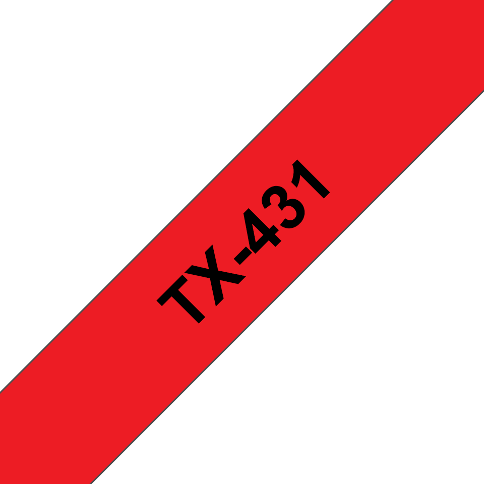 Originele Brother TX-431 label tapecassette – zwart op rood, breedte 12 mm